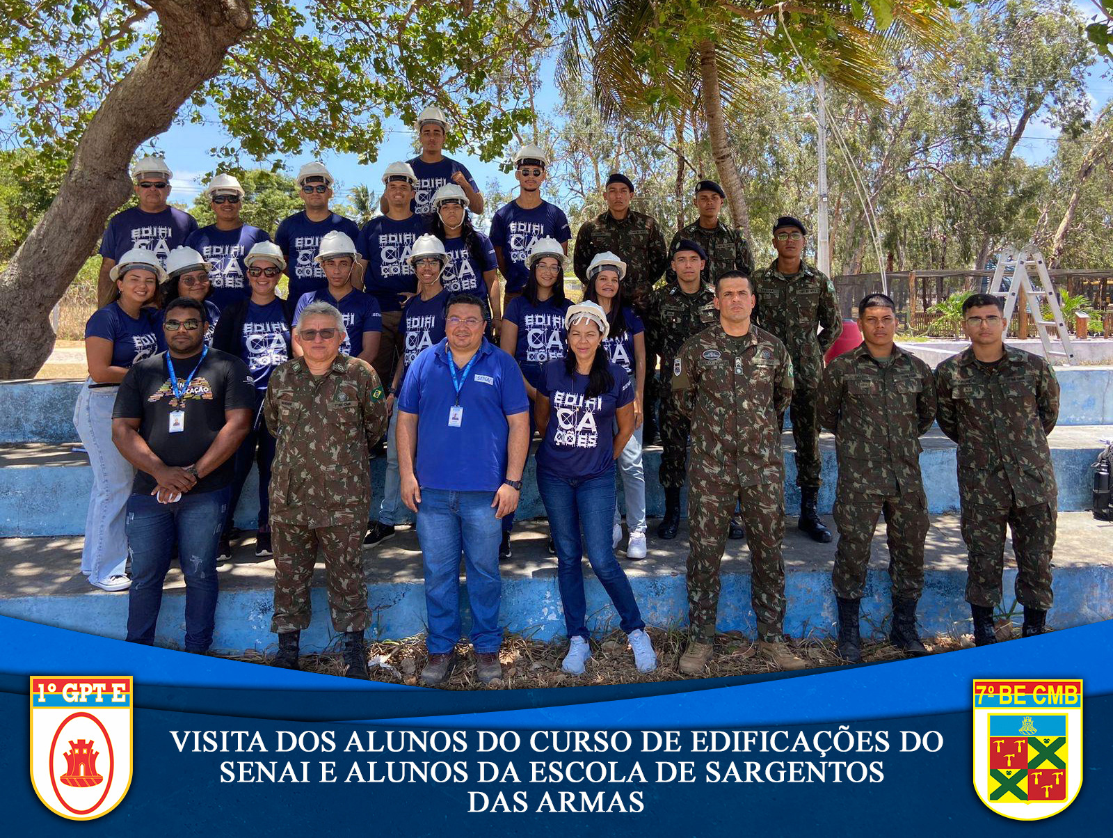 VISITA DOS ALUNOS DO CURSO DE EDIFICAÇÕES DO SENAI E ALUNOS DA ESCOLA DE SARGENTOS DAS ARMAS